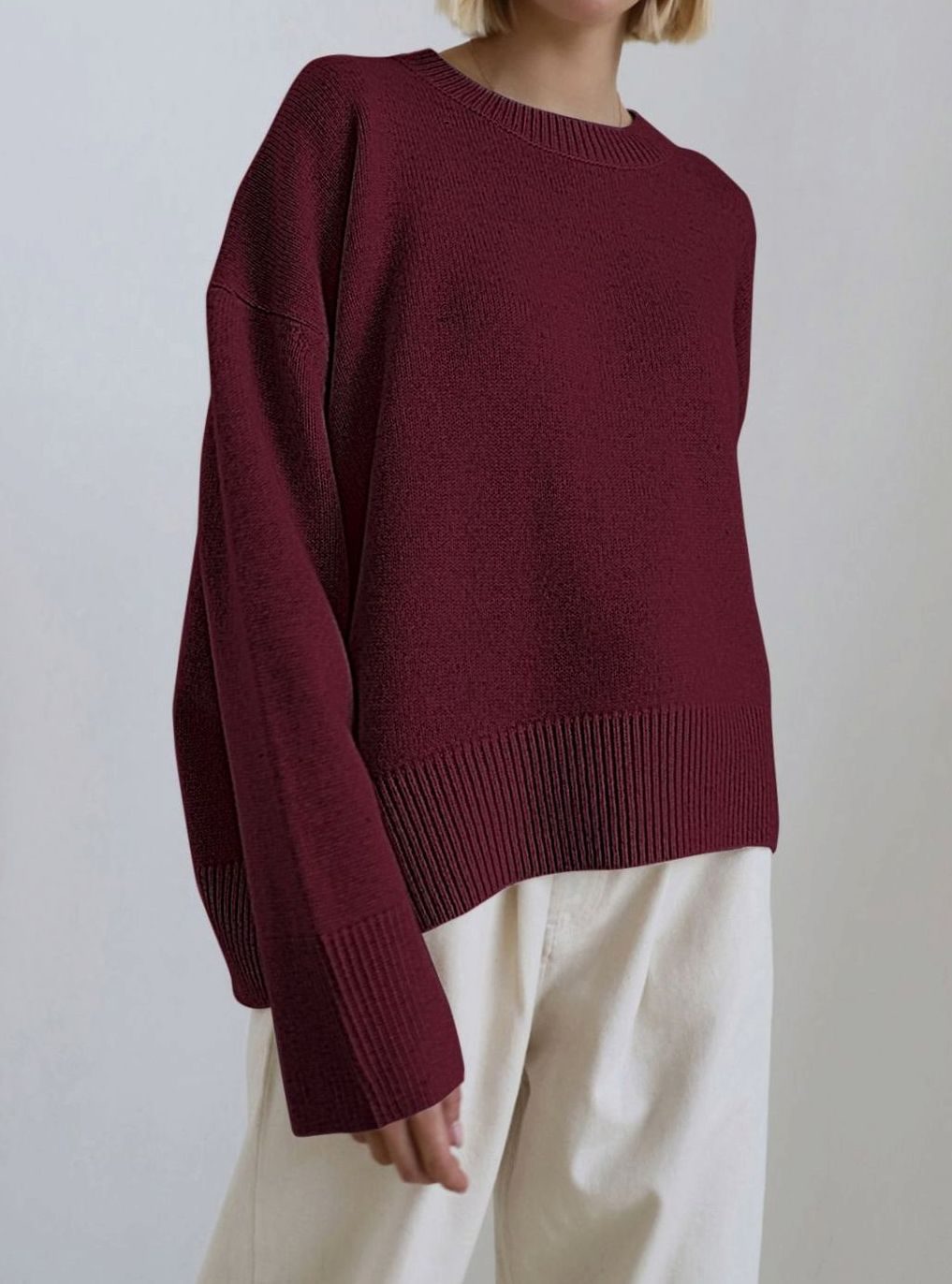 Women's Oversized Knit Jumper with Dropped Shoulder