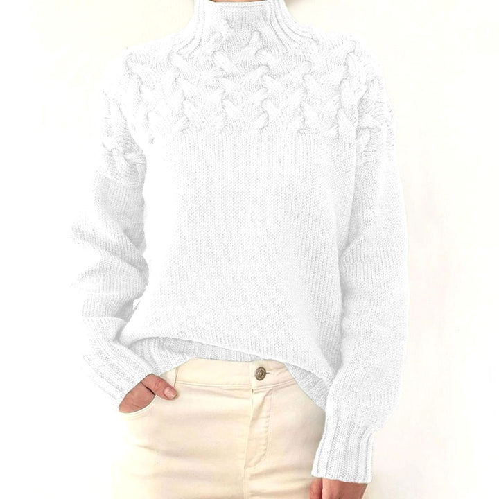 Women's Oversized Cable Knit Jumper with Roll Neck