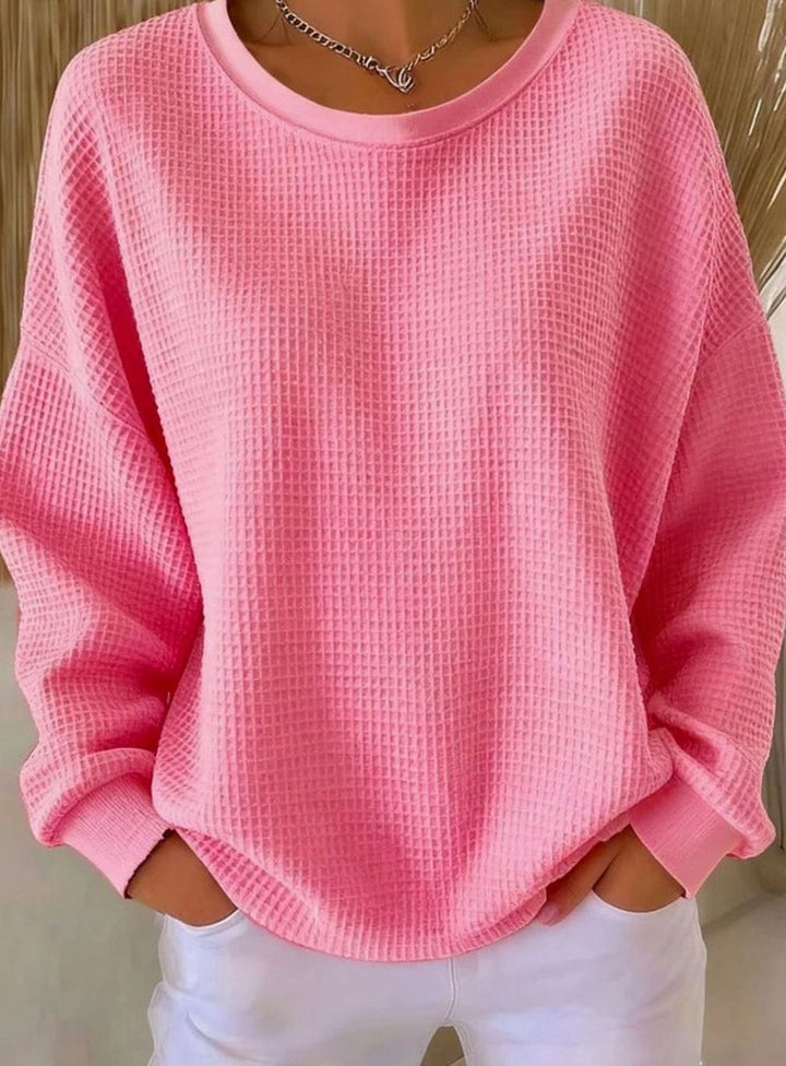 Women's Sweatshirt in Relaxed Waffle Knit