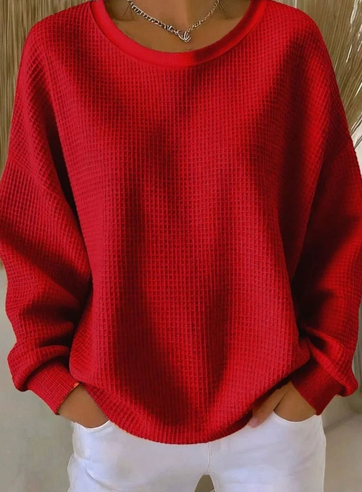 Women's Sweatshirt in Relaxed Waffle Knit