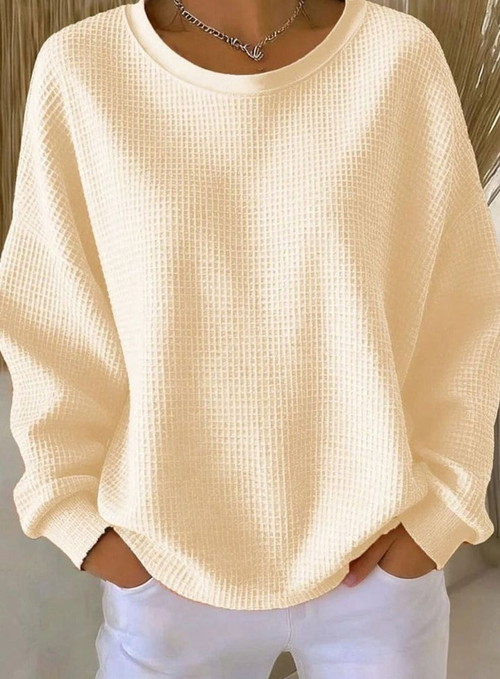 Women's Sweatshirt in Relaxed Waffle Knit