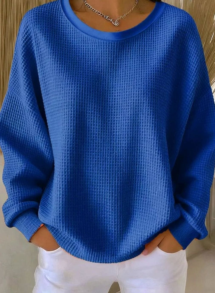 Women's Sweatshirt in Relaxed Waffle Knit