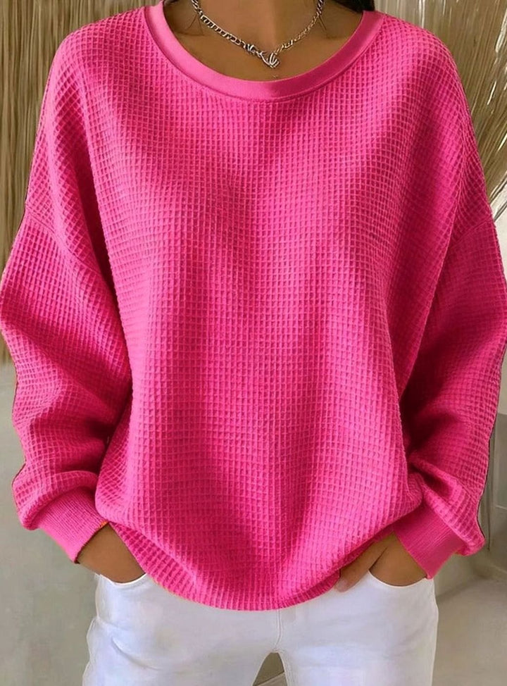 Women's Sweatshirt in Relaxed Waffle Knit