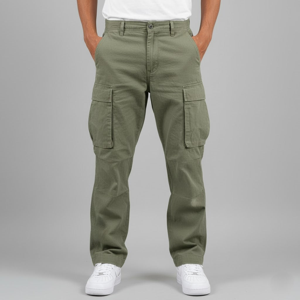Men's Cotton Cargo Trousers with Utility Pockets