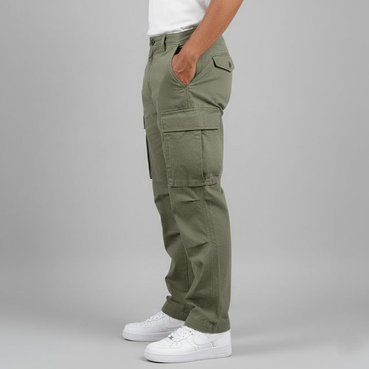 Men's Cotton Cargo Trousers with Utility Pockets