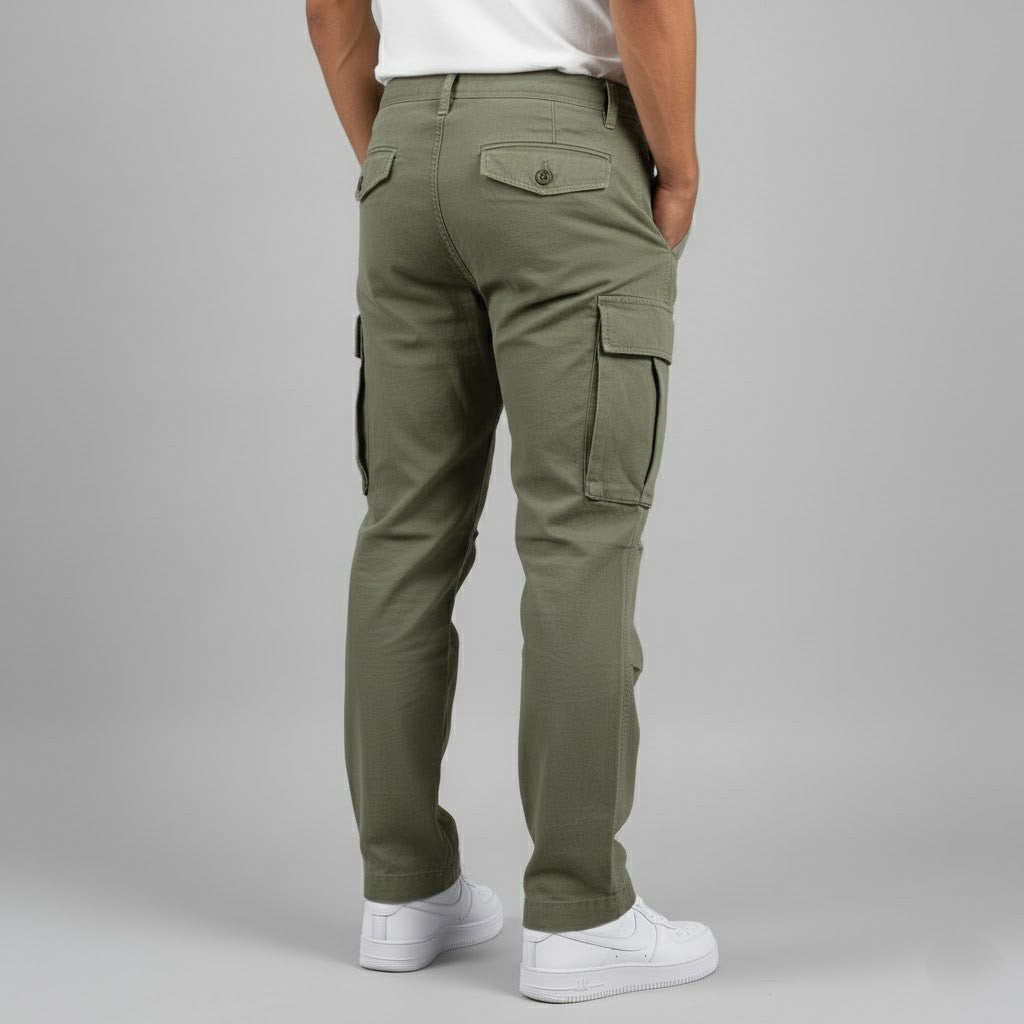 Men's Cotton Cargo Trousers with Utility Pockets