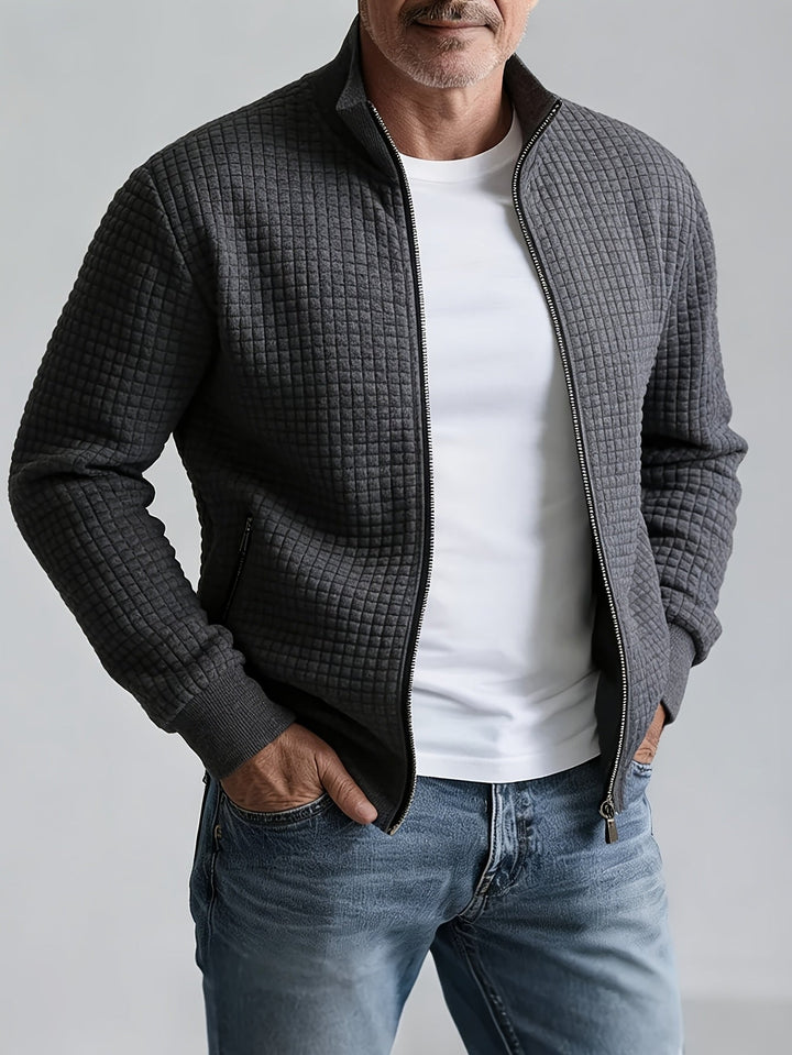 Mens Waffle Knit Zip Jacket