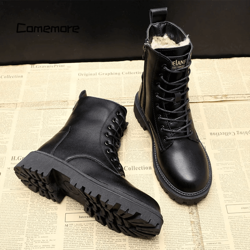 Bottines à lacets pour femme doublées en fausse fourrure