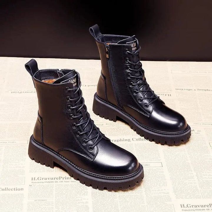 Bottines à lacets pour femme doublées en fausse fourrure