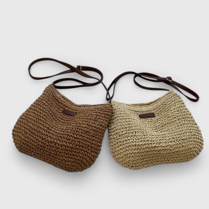 Women's Woven Straw Hobo Bag with Adjustable Strap