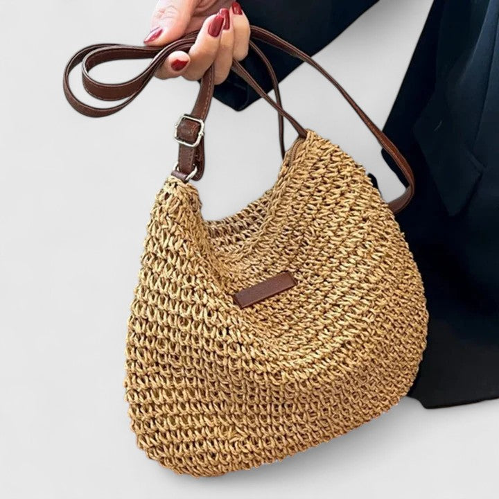 Women's Woven Straw Hobo Bag with Adjustable Strap