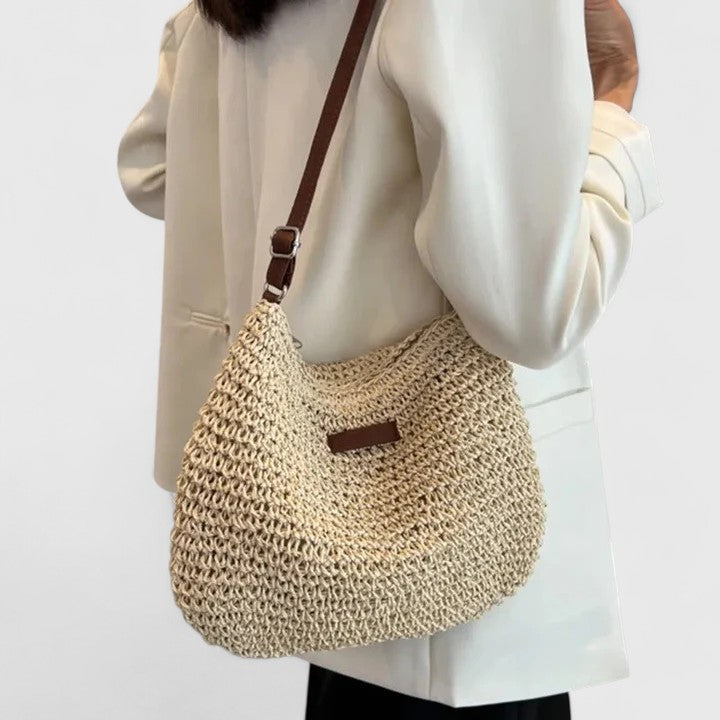 Women's Woven Straw Hobo Bag with Adjustable Strap