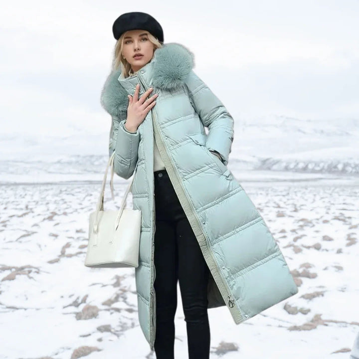 Women's Fur-Trimmed Hood Long Parka Waterproof Jacket