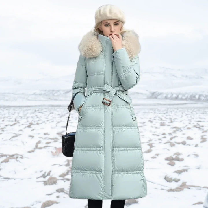 Women's Fur-Trimmed Hood Long Parka Waterproof Jacket