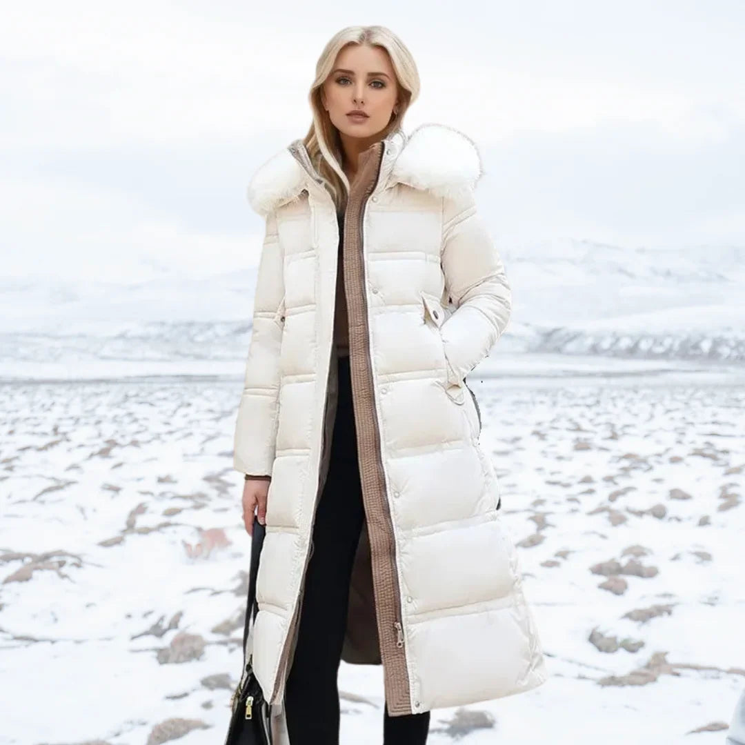 Women's Fur-Trimmed Hood Long Parka Waterproof Jacket