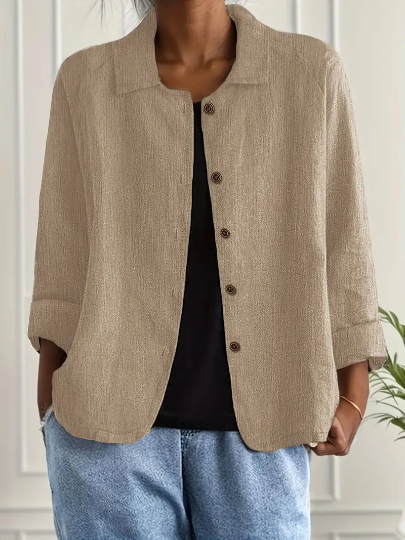 Women's Cotton Linen Shirt Cardigan in a Relaxed Fit