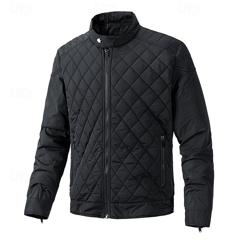 Veste pour homme matelassée en losanges, à col montant et poches zippées