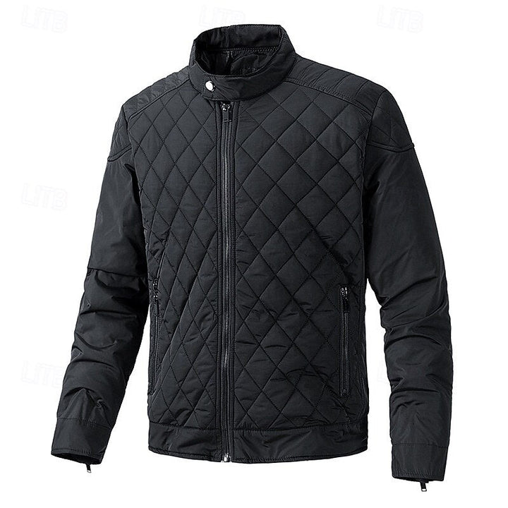 Veste pour homme matelassée en losanges, à col montant et poches zippées