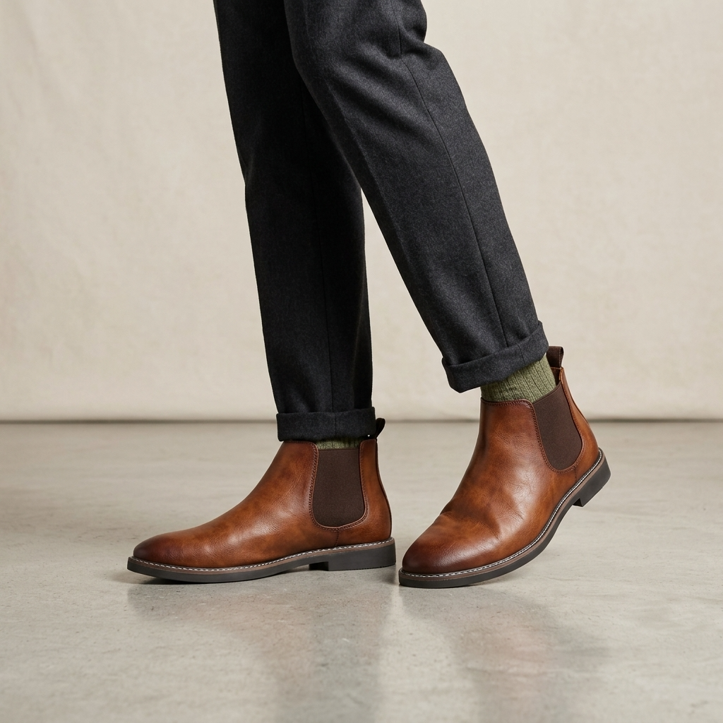Men's Leather Chelsea Boots Slip On Classic Fit