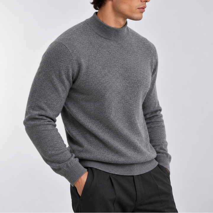 Men's Knitted Mock Neck Jumper in a Relaxed Fit