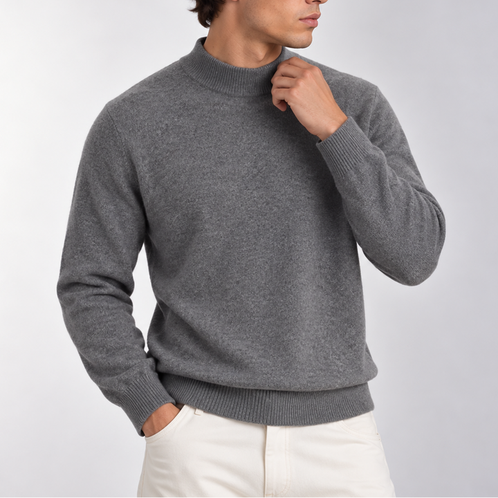 Men's Knitted Mock Neck Jumper in a Relaxed Fit