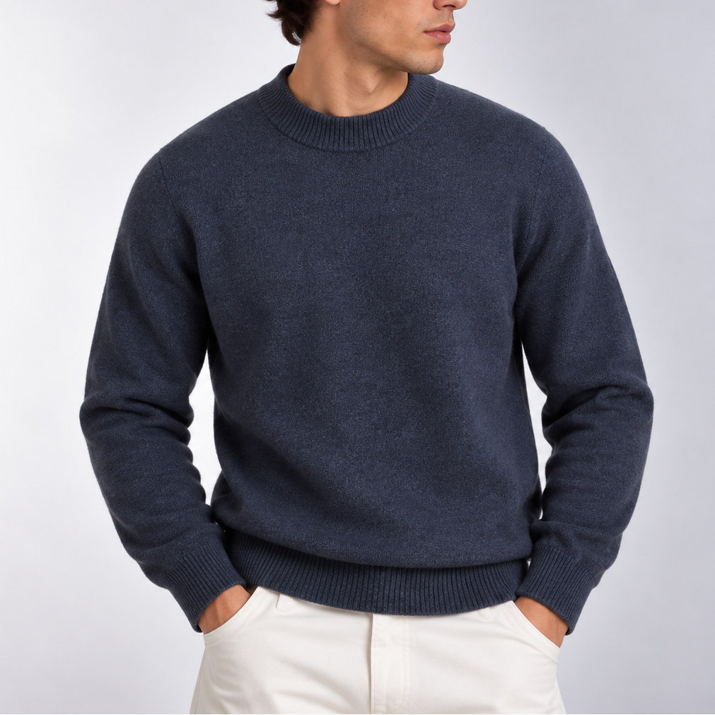 Men's Knitted Mock Neck Jumper in a Relaxed Fit
