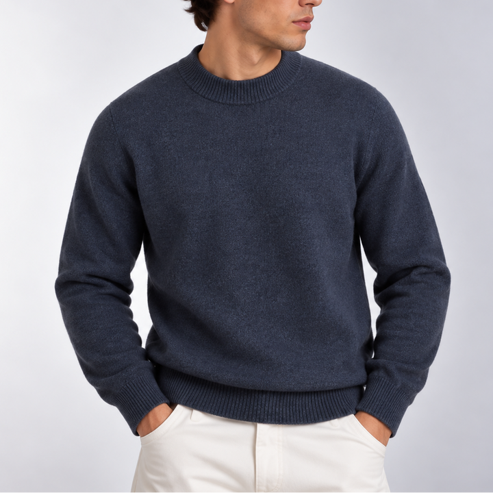 Men's Knitted Mock Neck Jumper in a Relaxed Fit