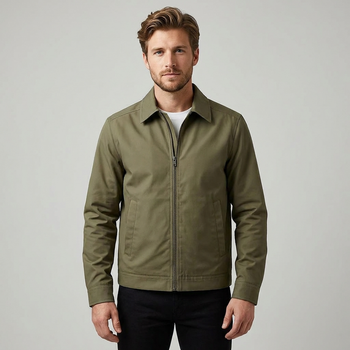 Men's Classic Harrington Jacket with Zip Front