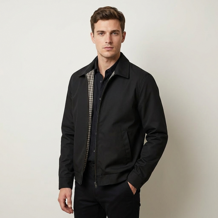 Men's Classic Harrington Jacket with Zip Front