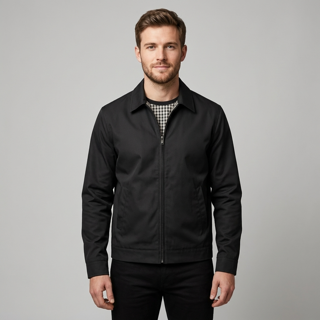 Men's Classic Harrington Jacket with Zip Front