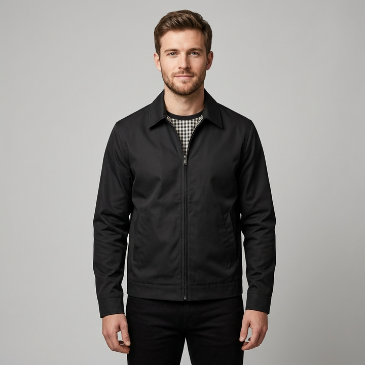 Men's Classic Harrington Jacket with Zip Front