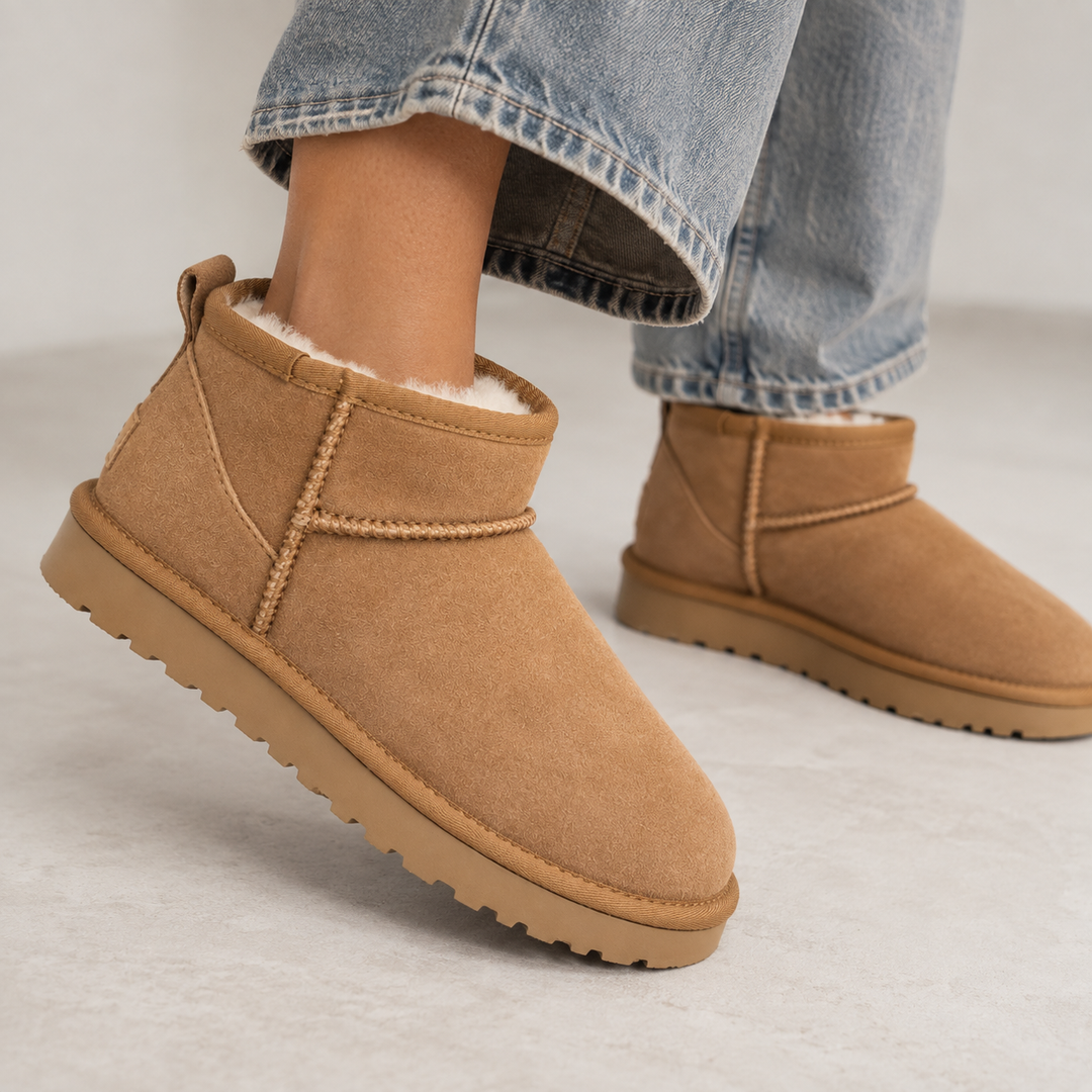Women's Faux Fur-Lined Ankle Boots with Grip Sole