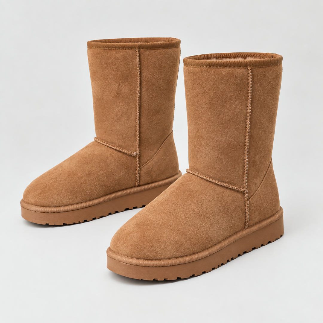 Women's Suede-Look Mid-Calf Boots with Warm Lining