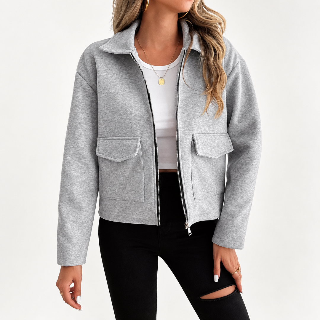Women's Zip-Up Overshirt with Flap Pockets
