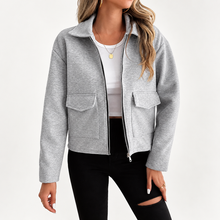 Women's Zip-Up Overshirt with Flap Pockets