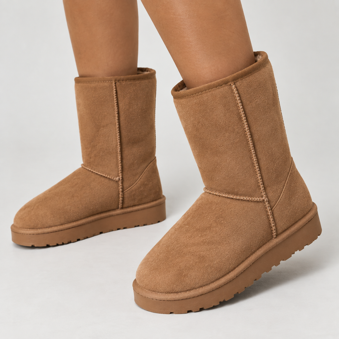 Women's Suede-Look Mid-Calf Boots with Warm Lining