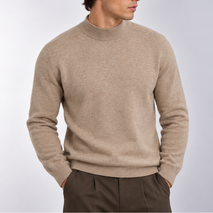 Men's Knitted Mock Neck Jumper in a Relaxed Fit