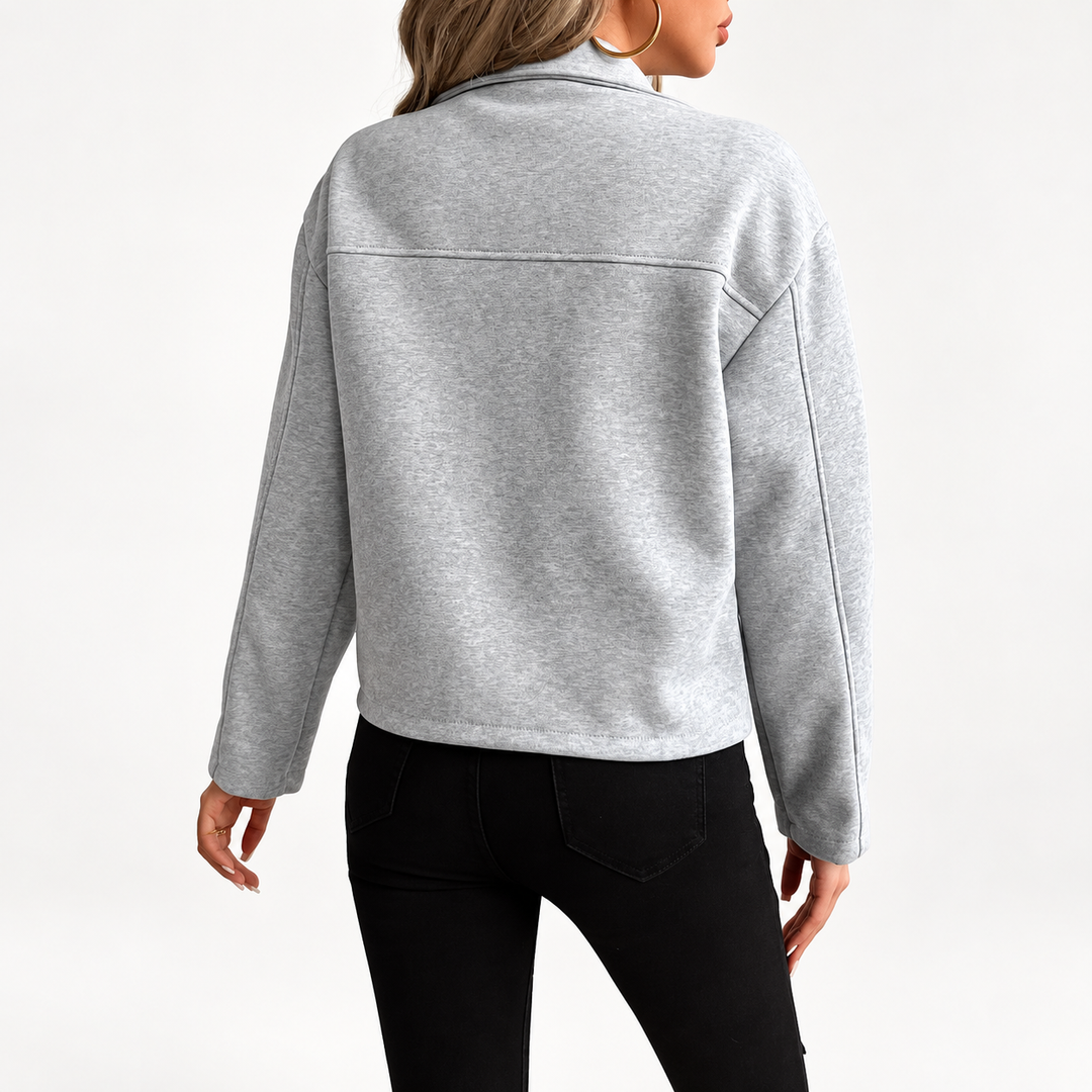 Women's Zip-Up Overshirt with Flap Pockets