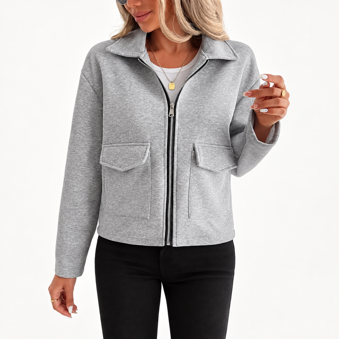 Women's Zip-Up Overshirt with Flap Pockets