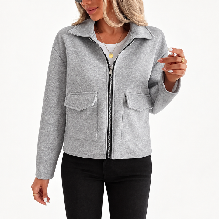 Women's Zip-Up Overshirt with Flap Pockets