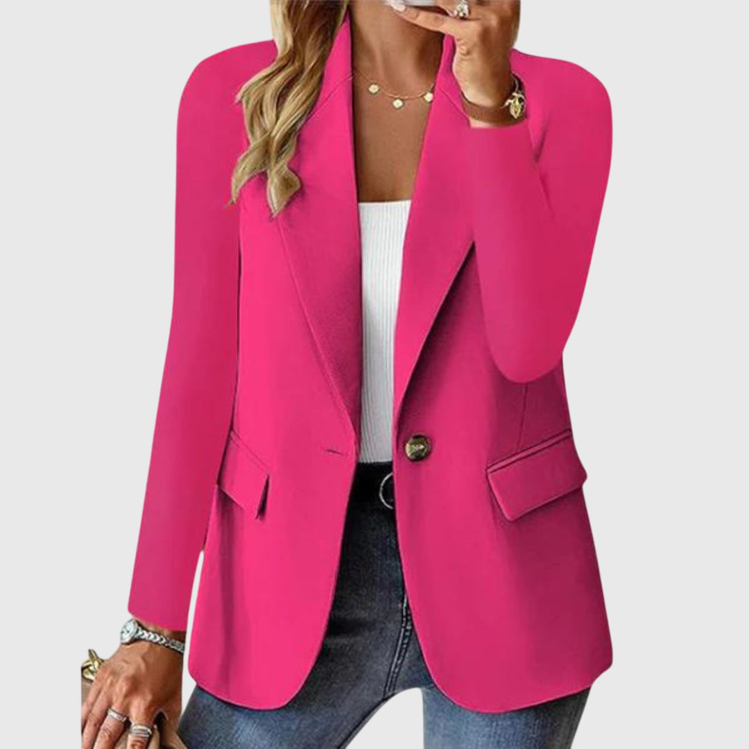 Women's Structured Blazer with Single Button Closure