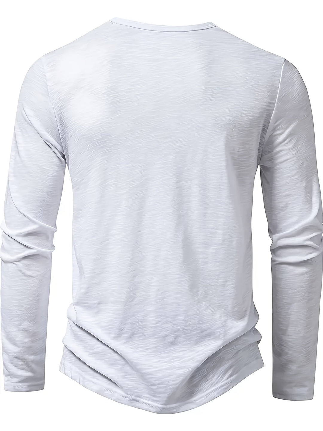 Men's Slub Knit Henley Shirt with Curved Hem