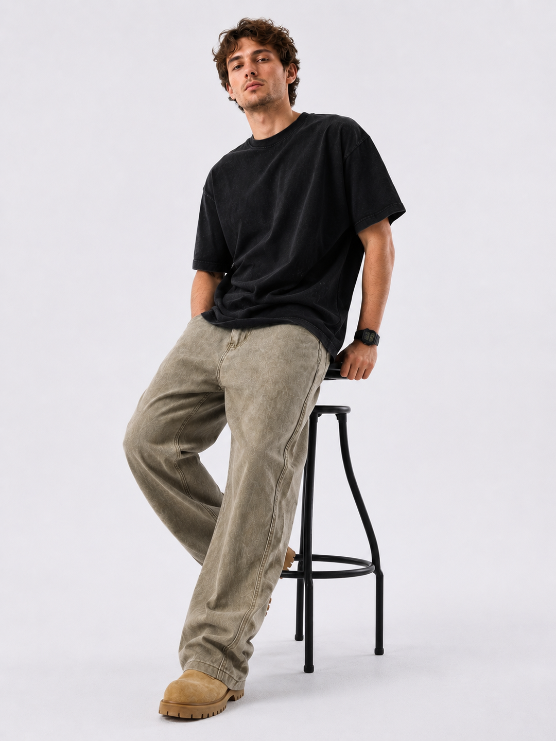 Men's Relaxed Fit Wide-Leg Baggy Jeans