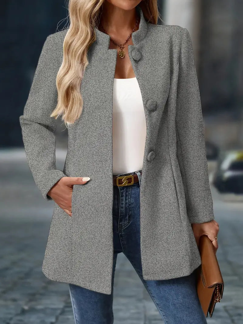 Women's Stand Collar Tailored Button Coat