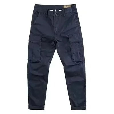 Men's Cotton Cargo Trousers with Turn-Up Hem