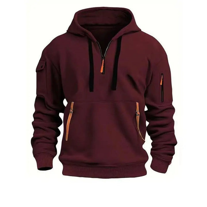 Men's Cotton Blend Hoodie with Quarter Zip Pocket