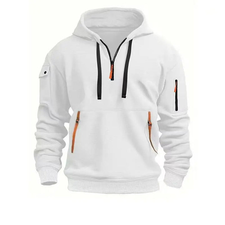 Men's Cotton Blend Hoodie with Quarter Zip Pocket