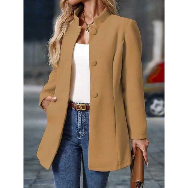 Women's Stand Collar Tailored Coat with Button Front