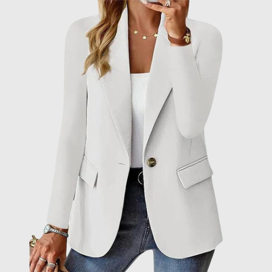 Women's Structured Blazer with Single Button Closure