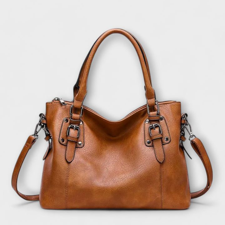 Women's Slouchy Tote Bag with Buckle Strap Detail